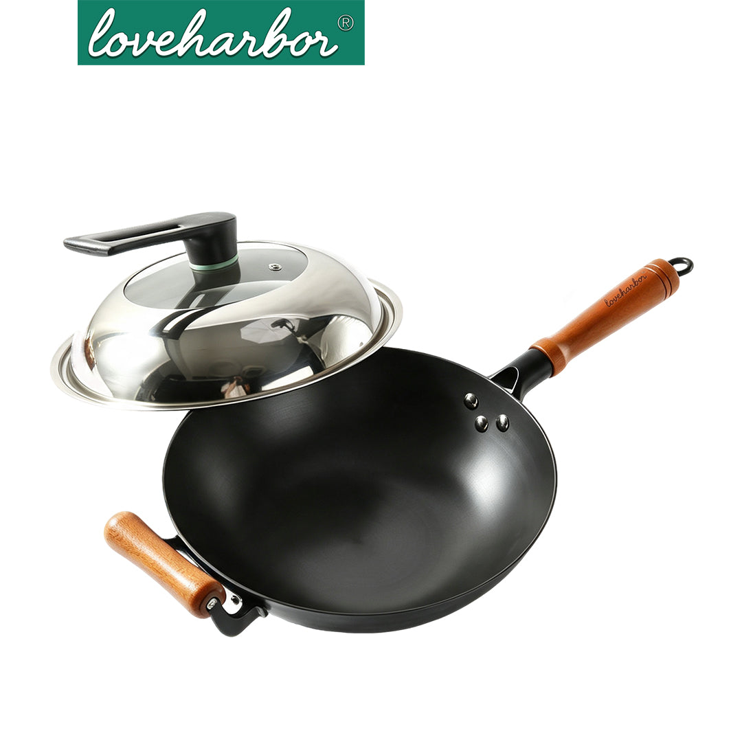 LoveHarbor34cm Cast Iron Wok